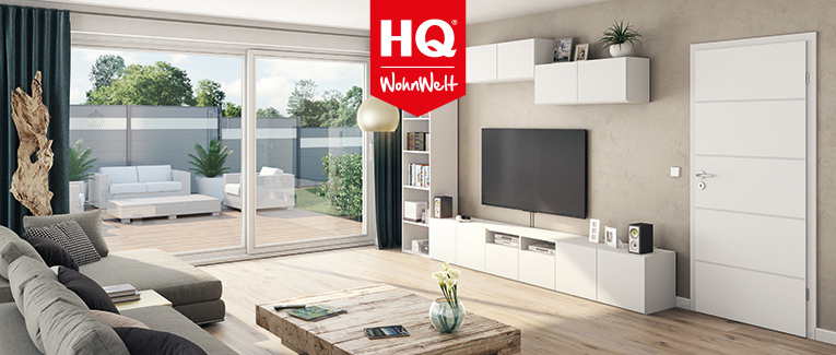 Darstellung eines Wohnzimmers eingerichtet mit Produkten aus der HQ-Wohnwelt
